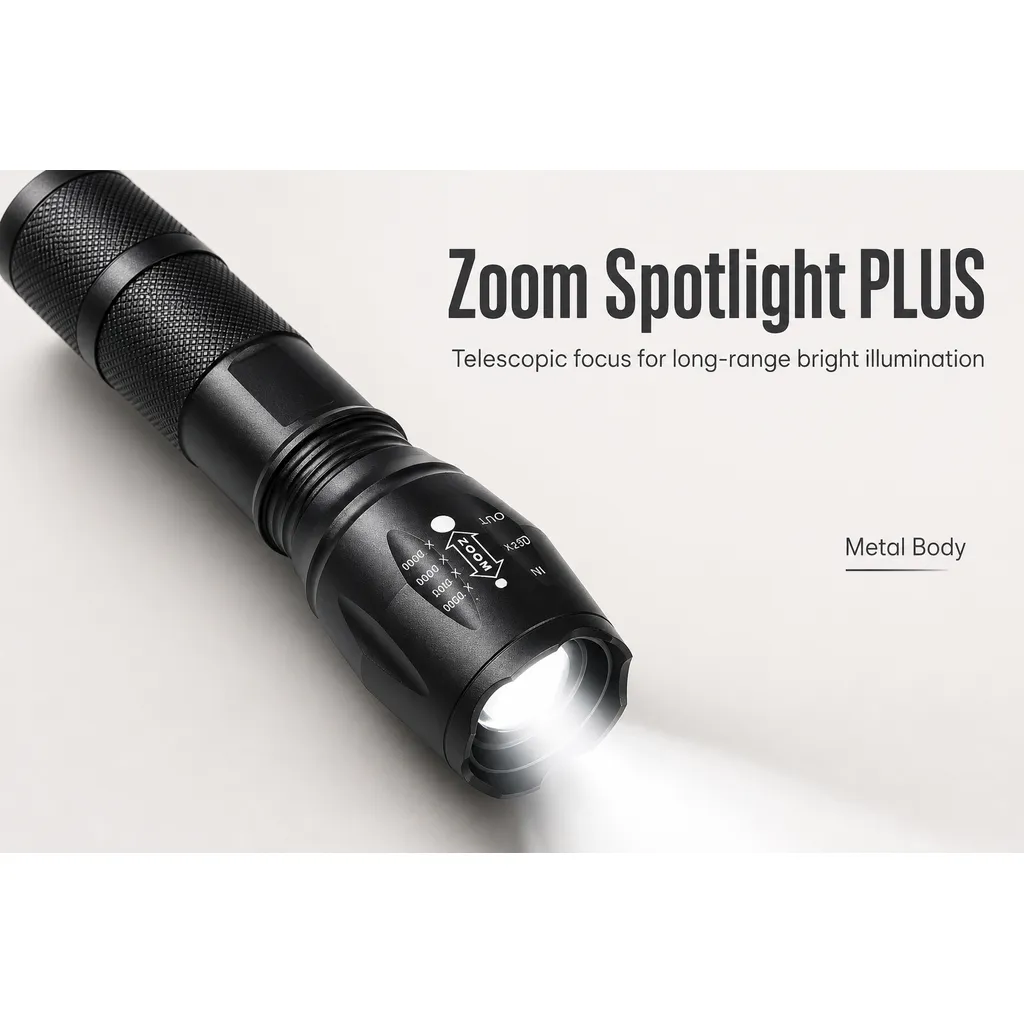 005 Rechargeable LED Flashlight White Laser Zoomable Tactical Torch