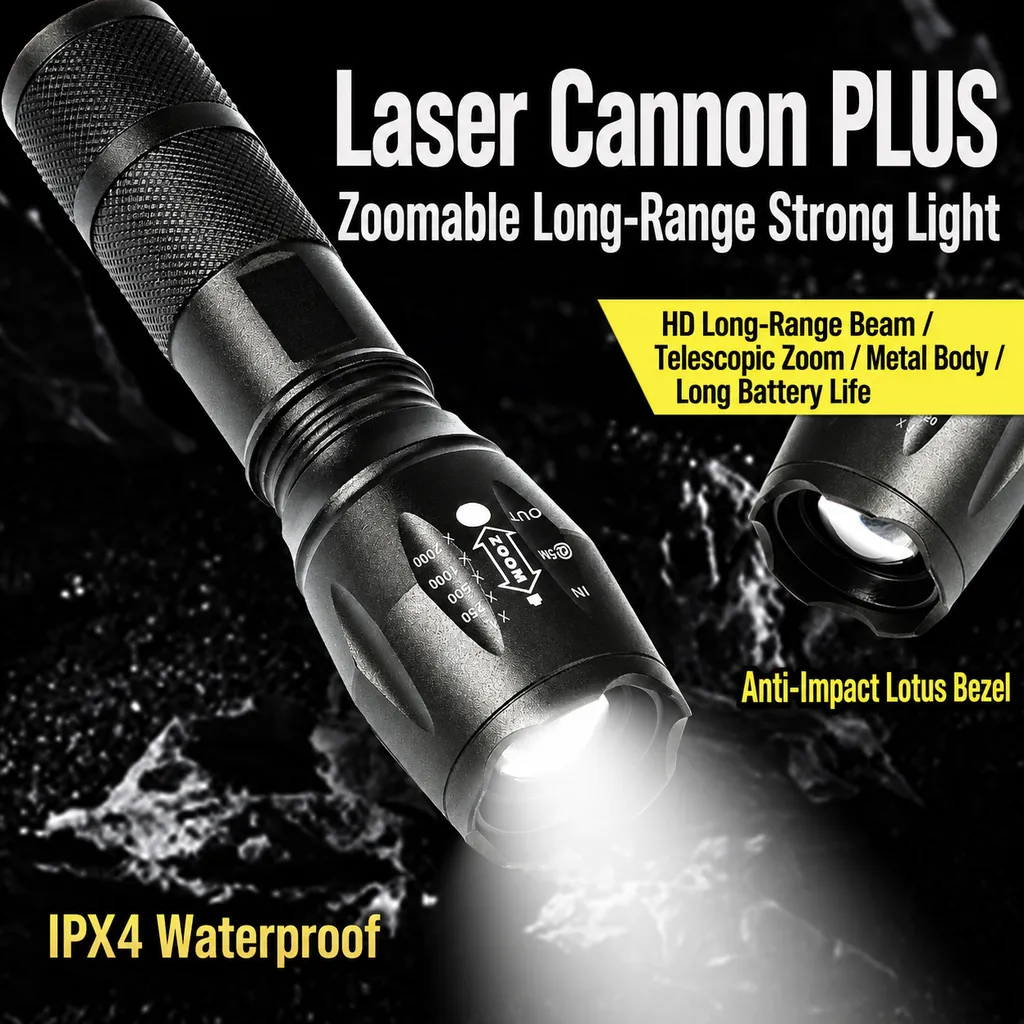 005 Rechargeable LED Flashlight White Laser Zoomable Tactical Torch