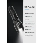 005 Rechargeable LED Flashlight White Laser Zoomable Tactical Torch