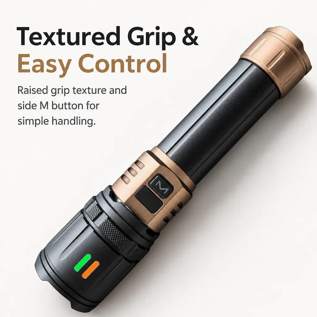 183Y 10 W Laser Rechargeable Zoom Flashlight, 1000 lm Aluminum Alloy Torch