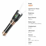 183Y 10 W Laser Rechargeable Zoom Flashlight, 1000 lm Aluminum Alloy Torch