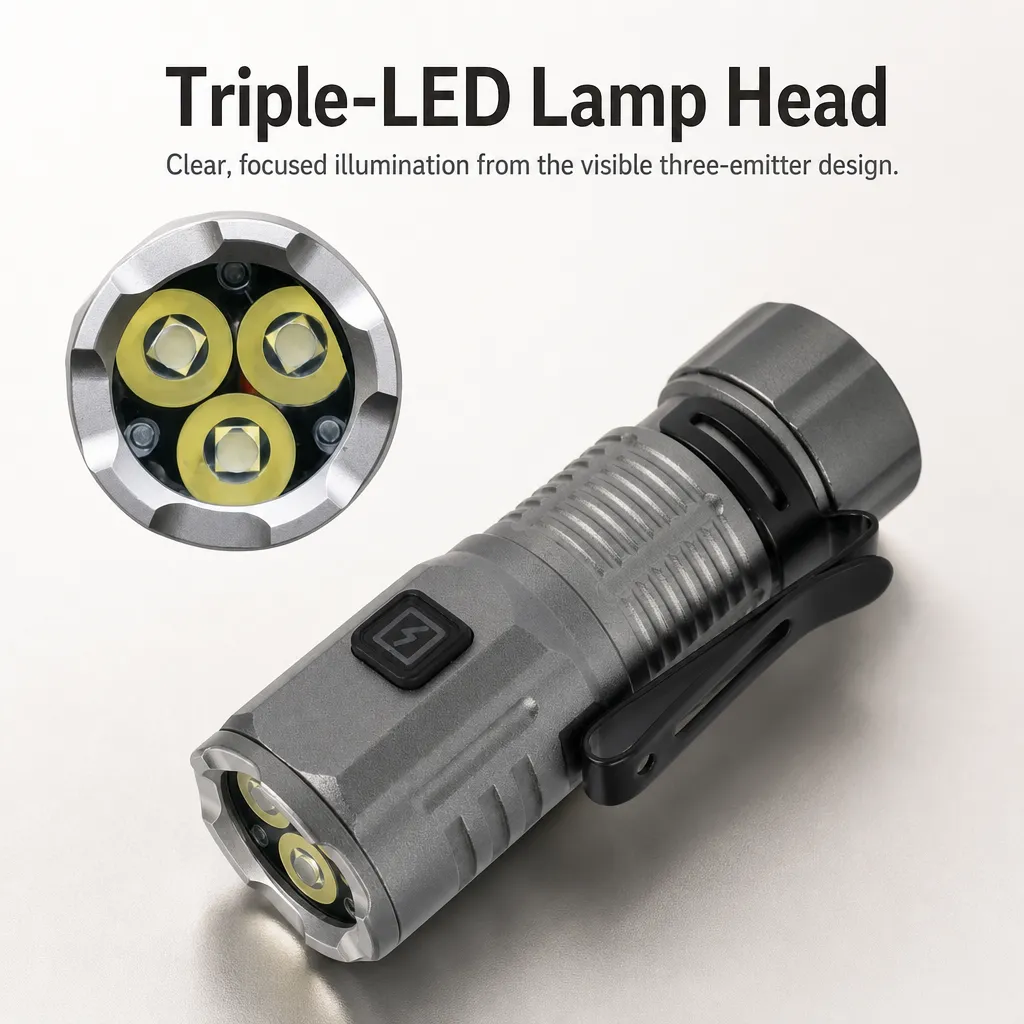 3 Lights Rechargeable LED Flashlight Mini Magnetic Tail Tactical Torch