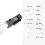 3 Lights Rechargeable LED Flashlight Mini Magnetic Tail Tactical Torch