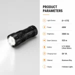 8 Light Rechargeable LED Flashlight