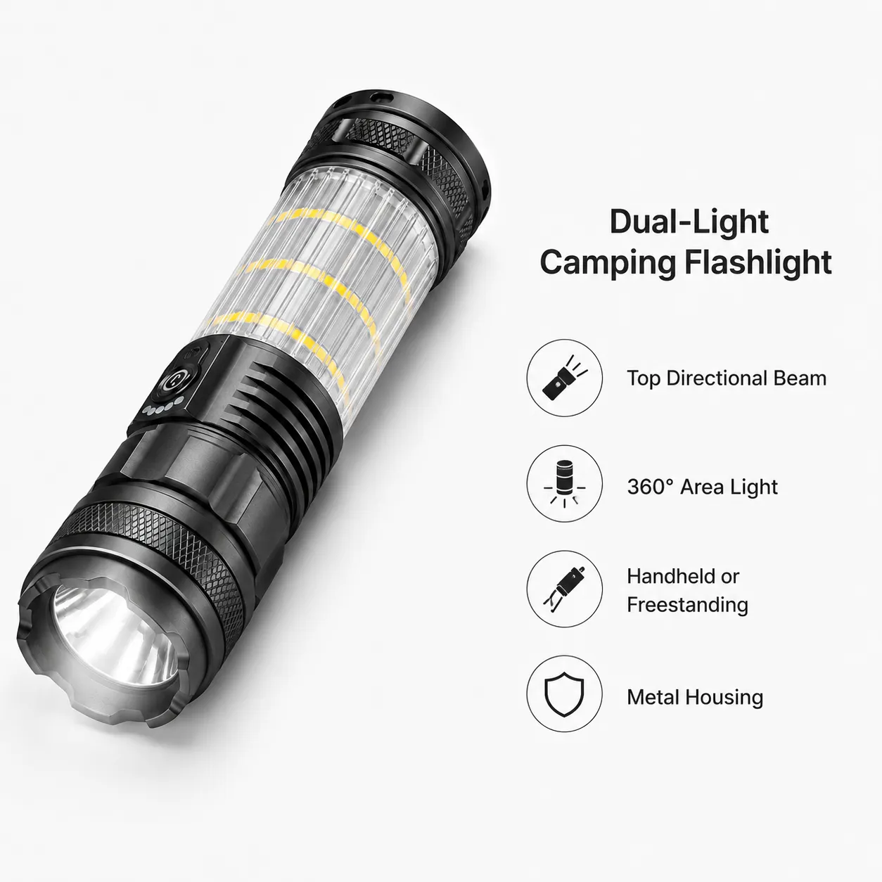 Rechargeable LED Flashlight Zoomable Camping Torch
