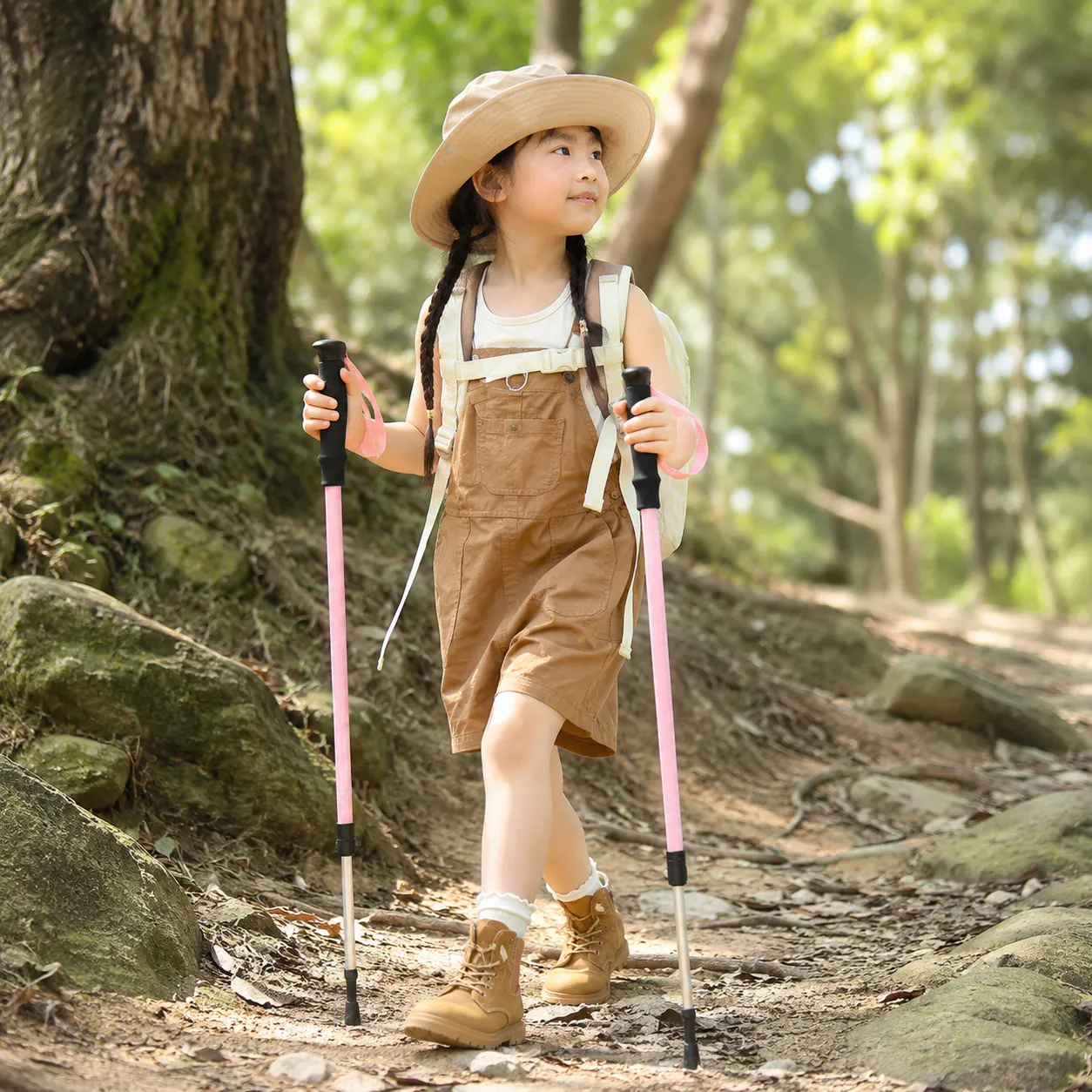 Children Double Foldable Telescopic Hiking Poles