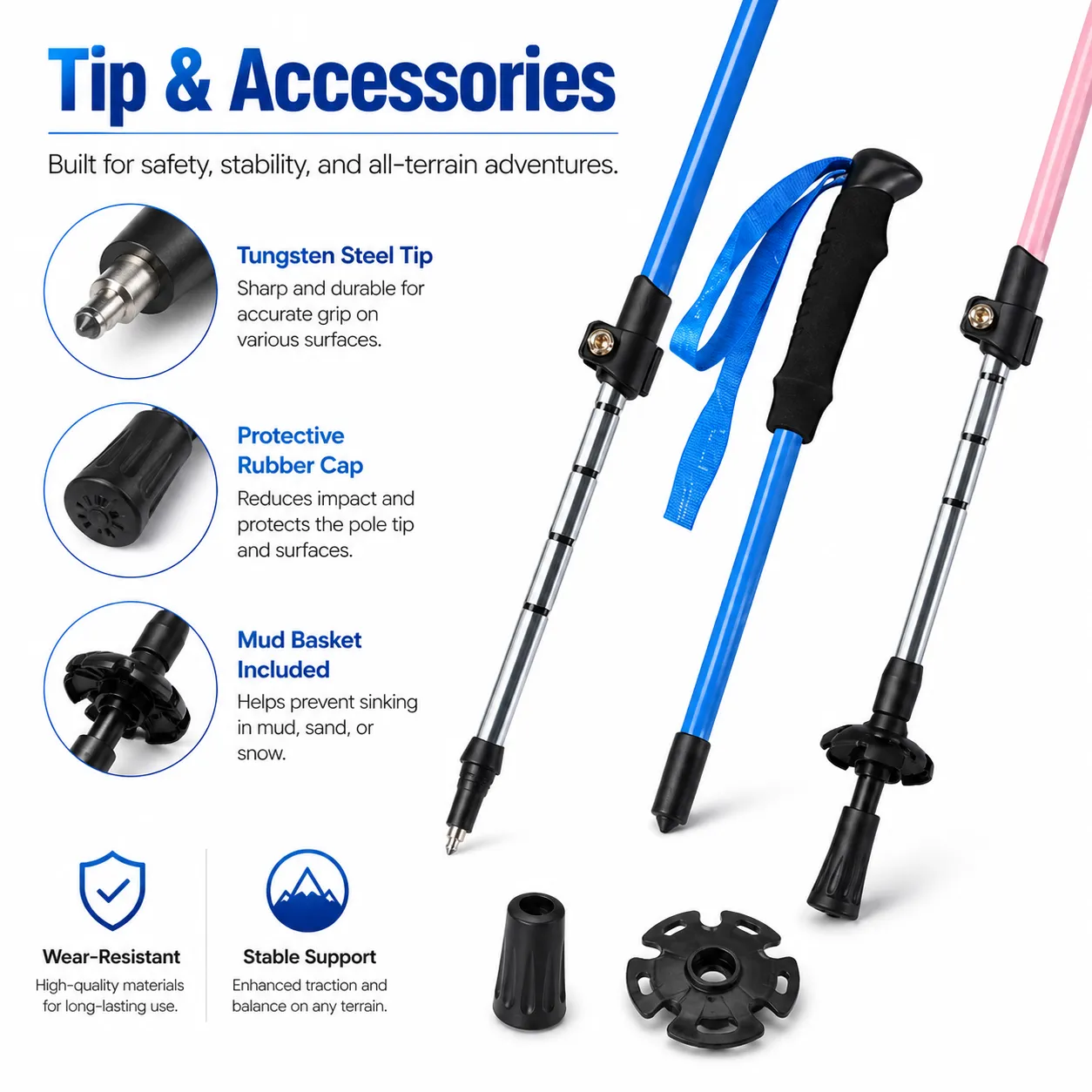 Children Double Foldable Telescopic Hiking Poles