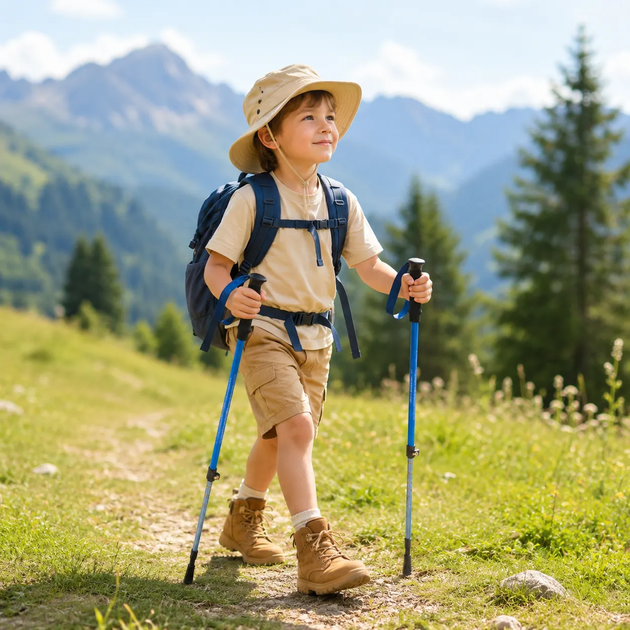 Children Double Foldable Telescopic Hiking Poles