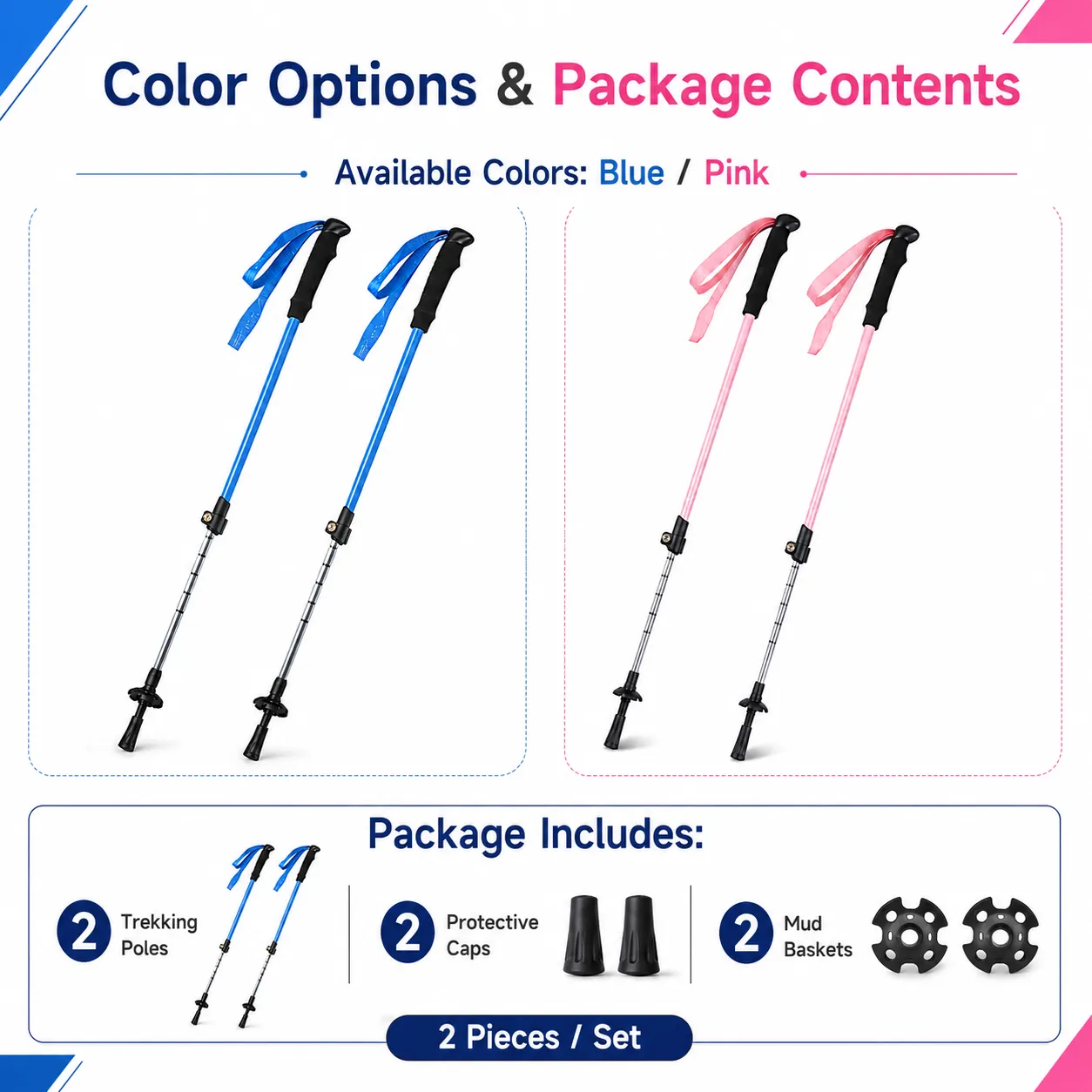 Children Double Foldable Telescopic Hiking Poles