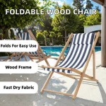 Modern Solid Wood Oxford Fabric Foldable Lounger Chairs