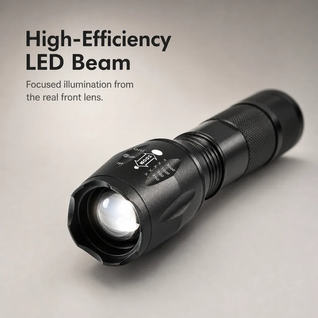 F-005 LED Flashlight Zoomable Tactical Torch