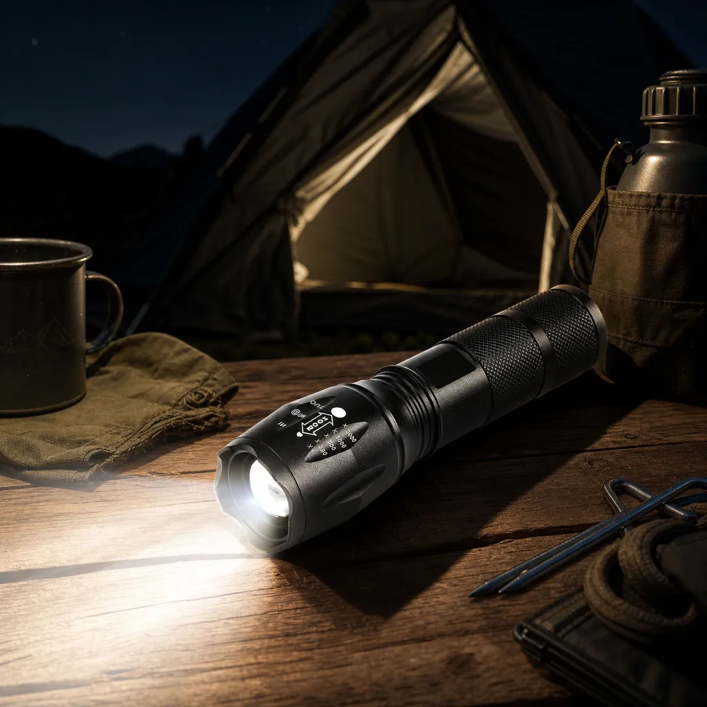 F-005 LED Flashlight Zoomable Tactical Torch