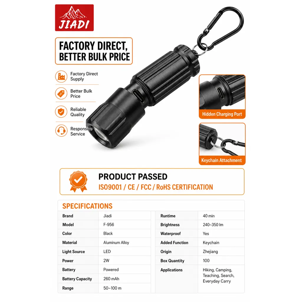 F-956 Rechargeable LED Keychain Flashlight