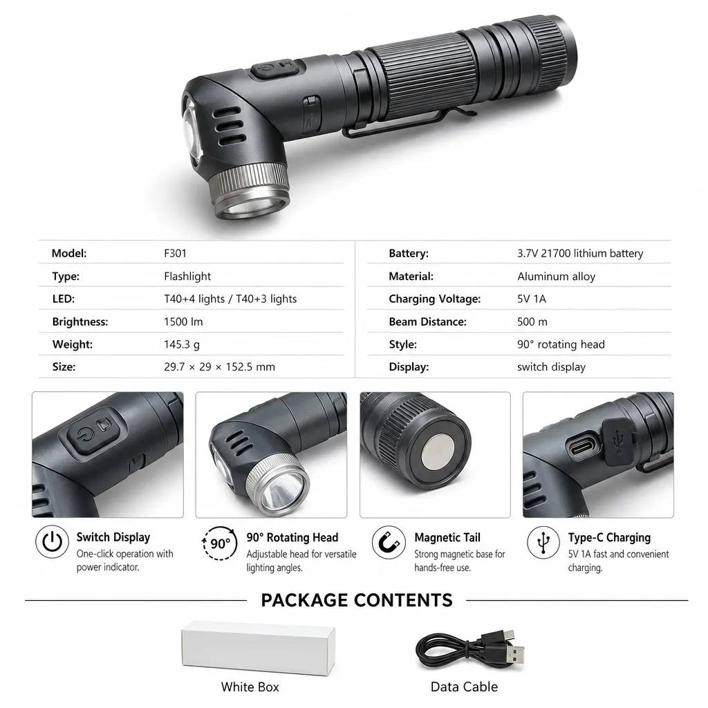 F301 Rechargeable LED Flashlight