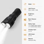 F302 Aluminum Alloy Rechargeable Dual LED COB Flashlight