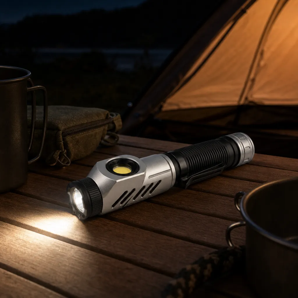 F303 1000 lm Rechargeable 90° Rotating Head Flashlight with COB Side Light
