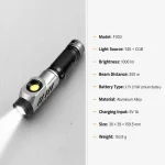 F303 1000 lm Rechargeable 90° Rotating Head Flashlight with COB Side Light