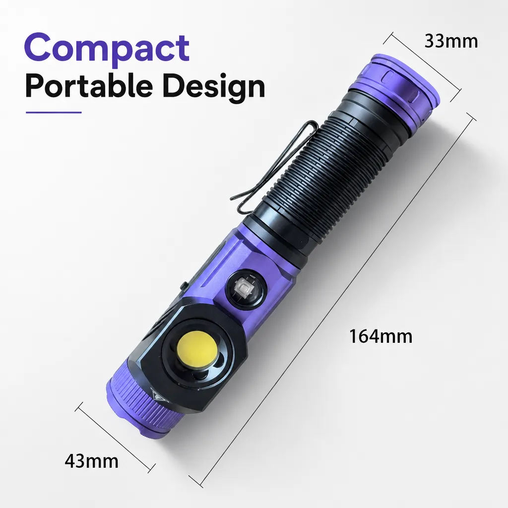 F303X 1000 lm Rotating Head LED Flashlight with COB UV Light