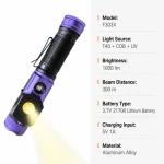 F303X 1000 lm Rotating Head LED Flashlight with COB UV Light