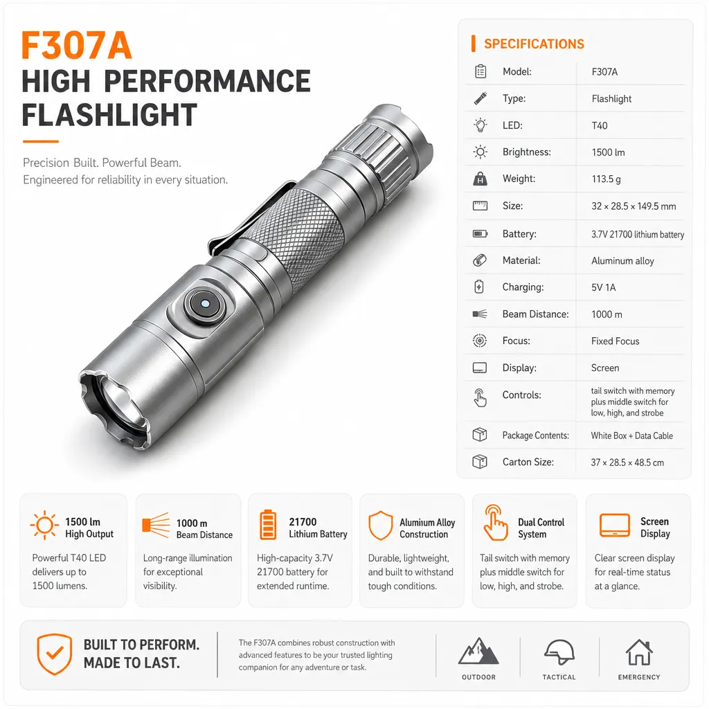 F307A Rechargeable LED Flashlight