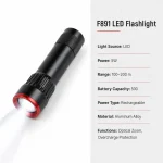 F891 Rechargeable LED Flashlight Zoomable Tactical Torch