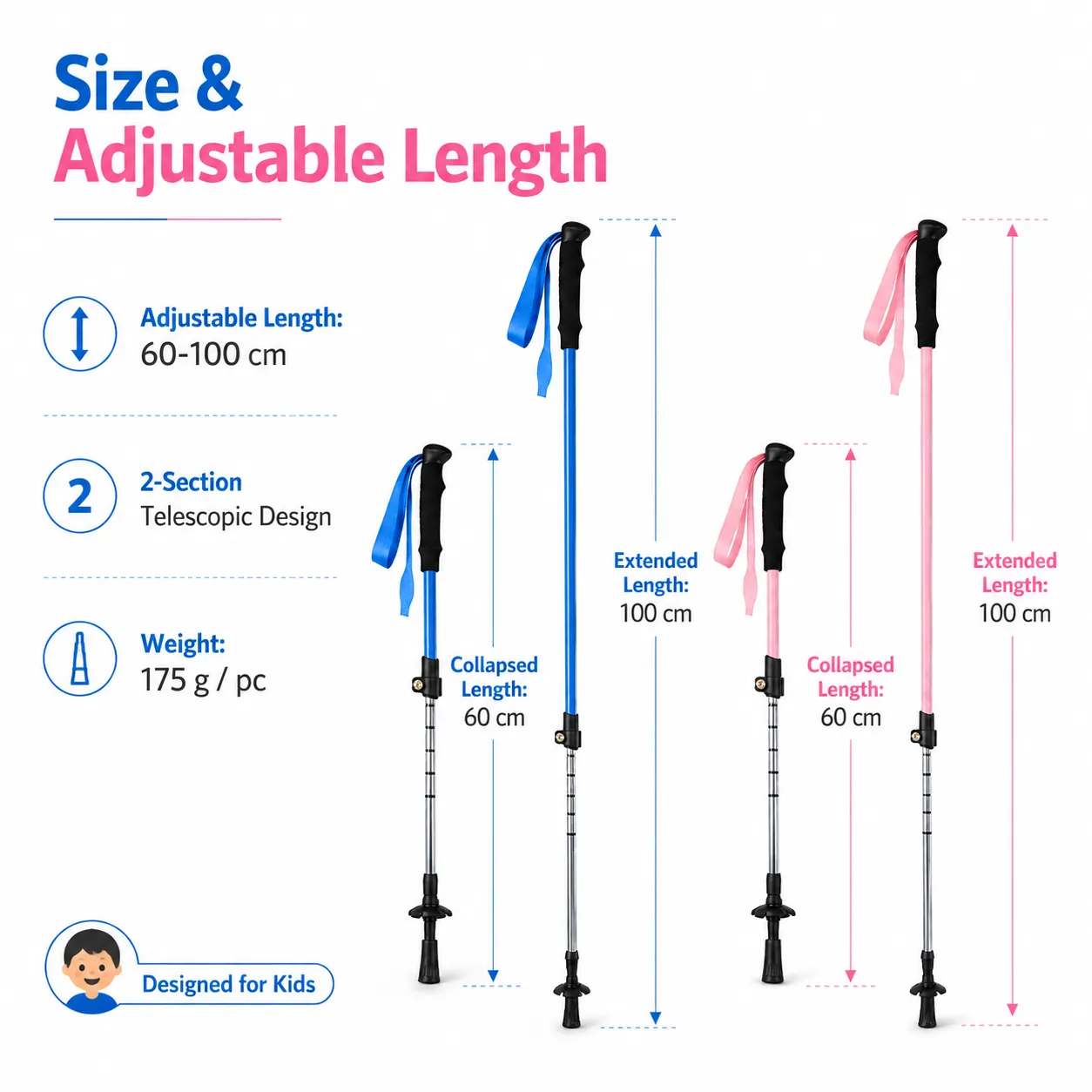 Factory Customized Alpenstock Modern 3-Section Trekking Poles
