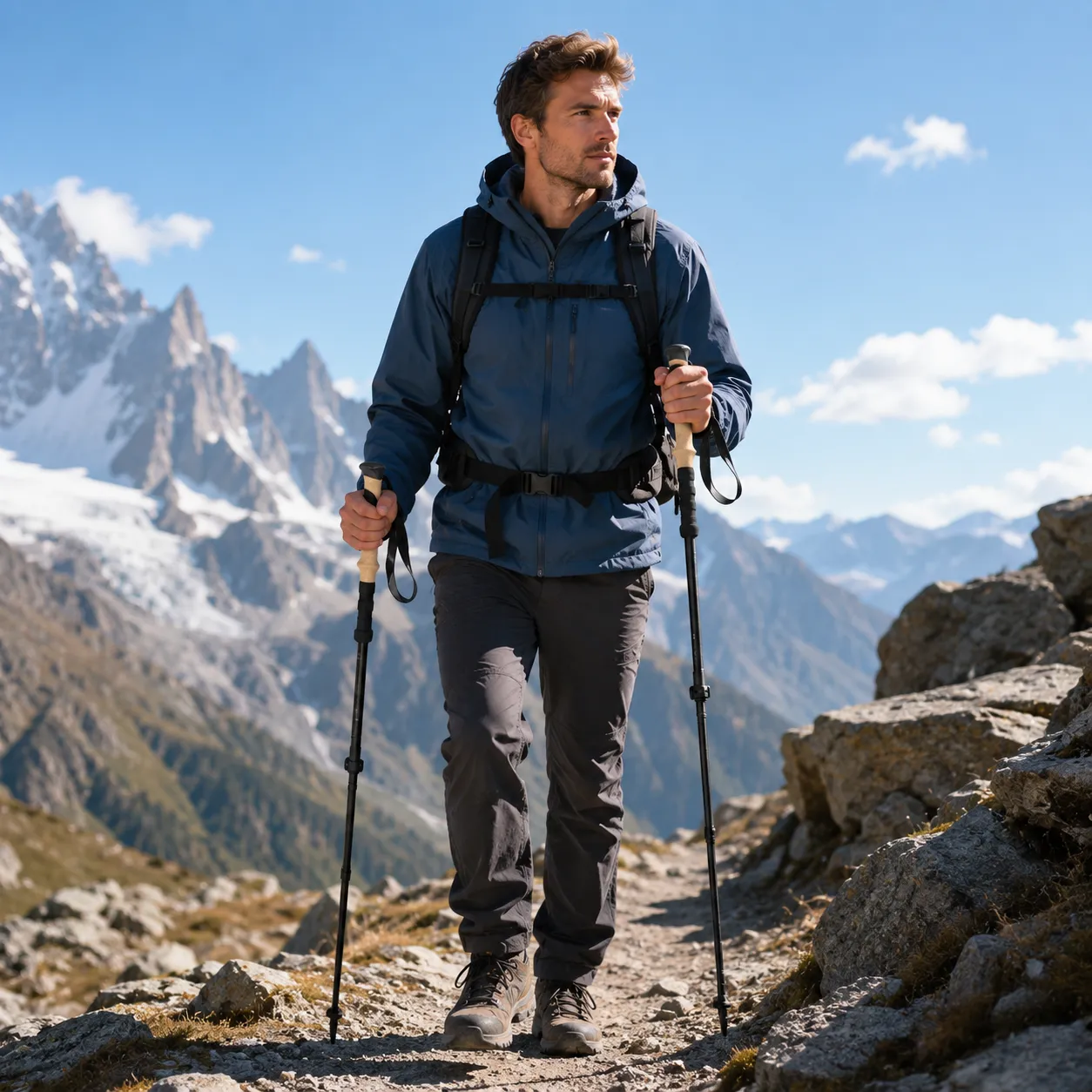 Foldable 3-section Nordic Walking Sticks Telescopic Hiking Poles