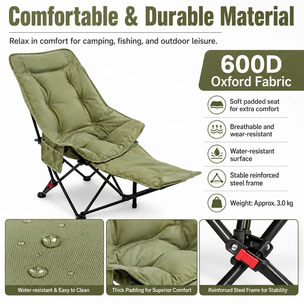 Modern Portable Three-level Backrest Outdoor Furniture