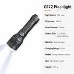 G172 10 W Laser Zoom Flashlight 1000 lm Aluminum Alloy 26650 Battery Torch