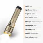 G420 Rechargeable Laser Flashlight Zoomable Tactical Torch