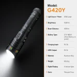 G420Y Rechargeable Laser Flashlight Zoomable Tactical Torch
