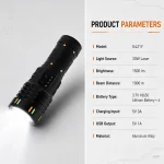 G421Y 30 W Laser Rechargeable Zoom Flashlight