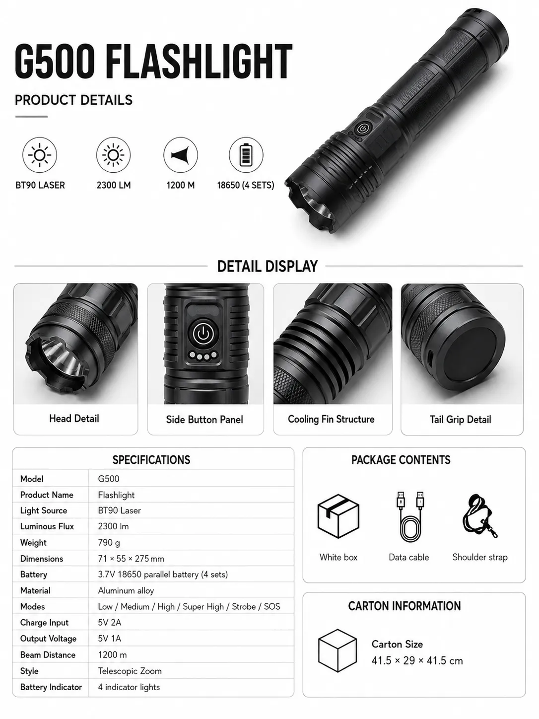 G500 BT90 Laser Flashlight
