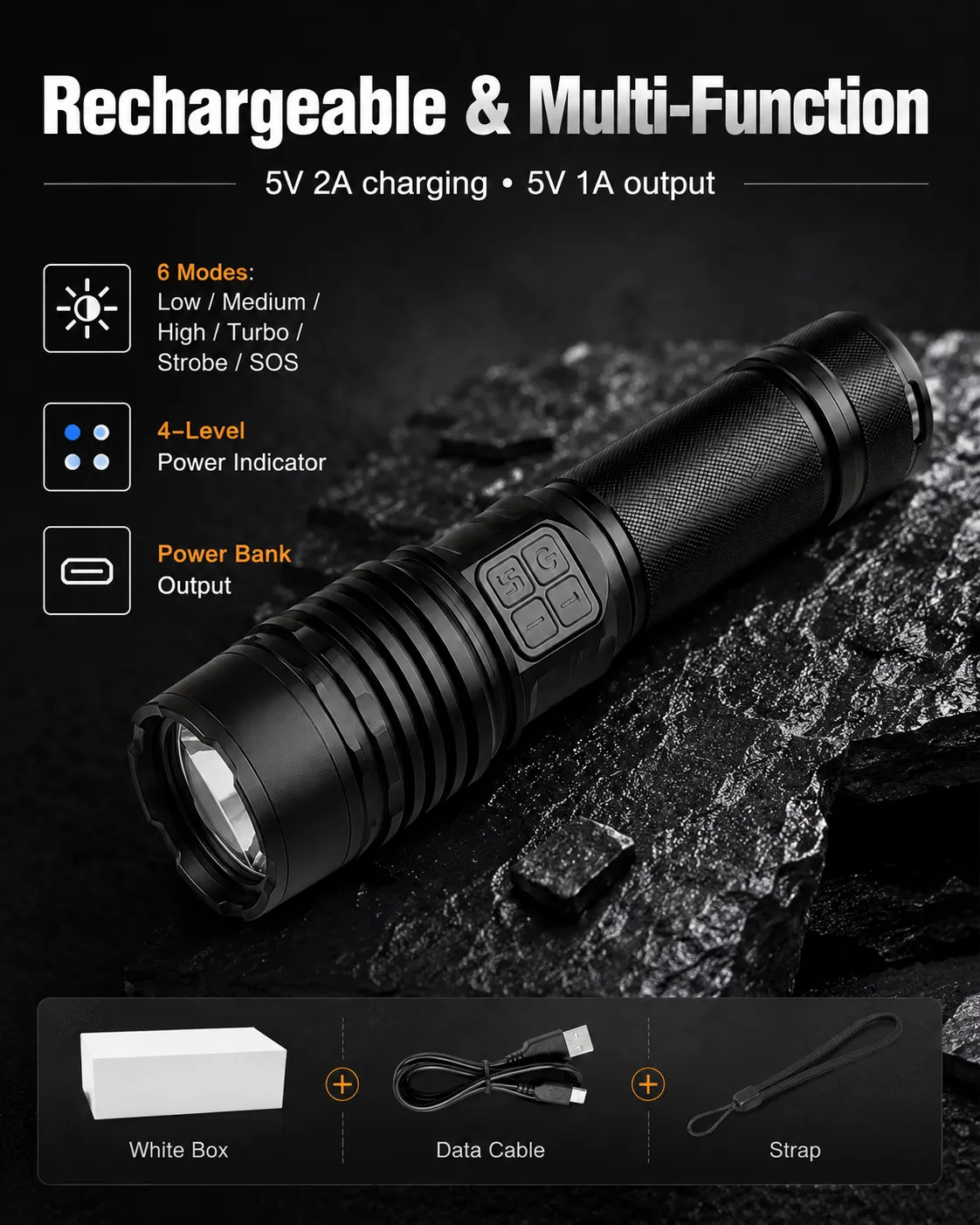 G501 BT90 Laser Flashlight 2300lm High Power Rechargeable LED Torch