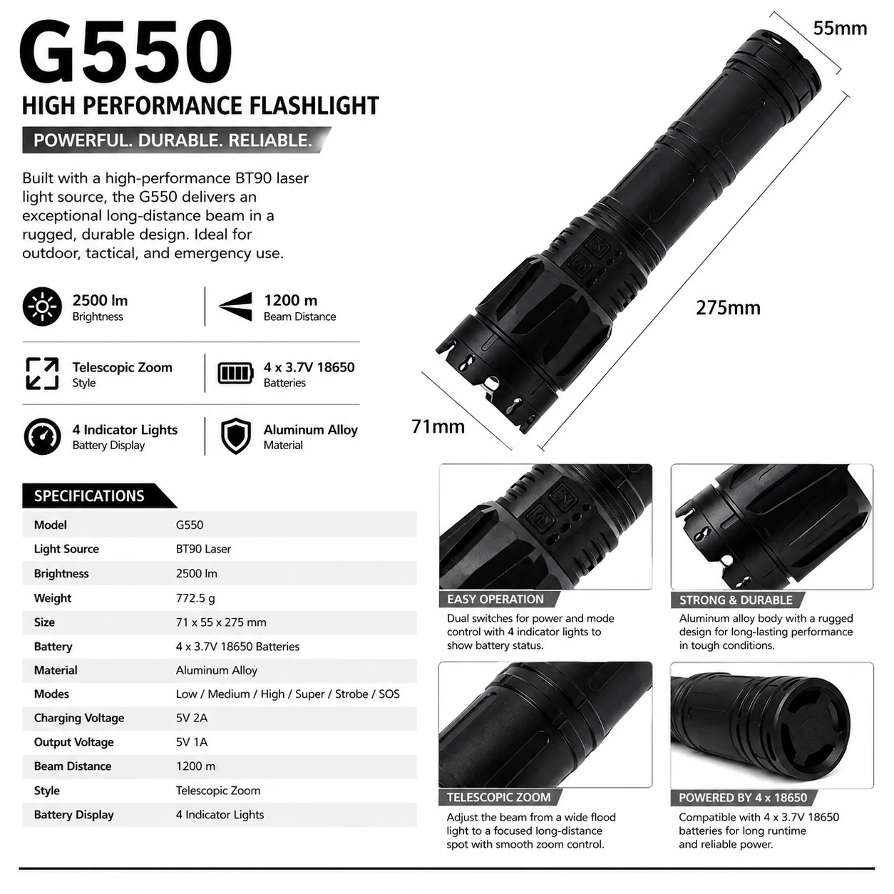 G550 BT90 Laser Flashlight