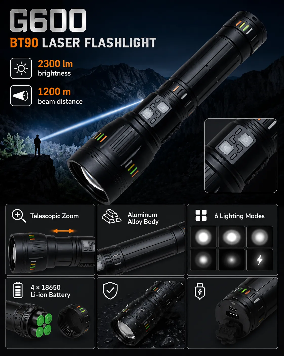 G600 BT90 Laser Flashlight