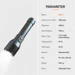 G62-1 10 W Laser Zoom Flashlight 1000 lm Aluminum Alloy Rechargeable Torch