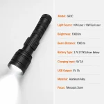 G62C Rechargeable Laser Flashlight Zoomable Torch