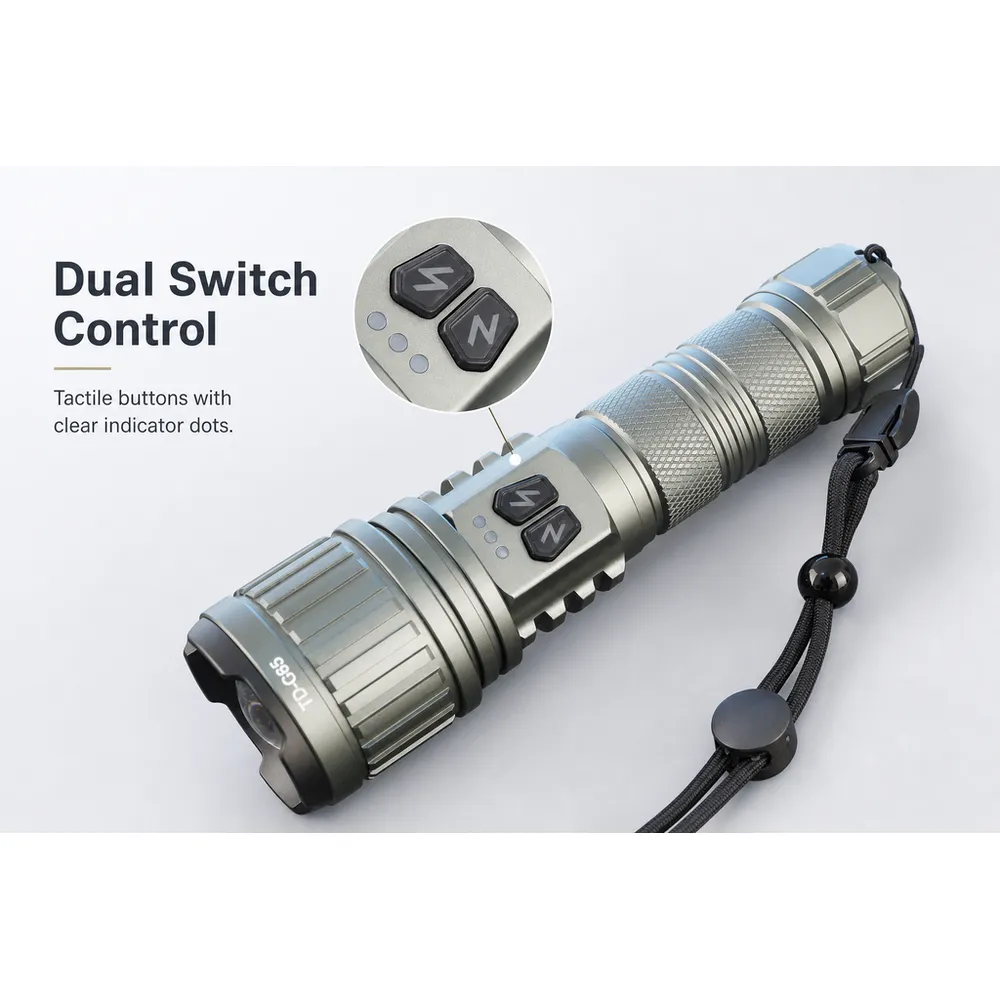Aluminum Alloy USB Rechargeable IP65 Waterproof Strobe Zoom Flashlight