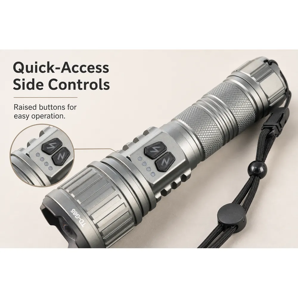 Aluminum Alloy USB Rechargeable IP65 Waterproof Strobe Zoom Flashlight