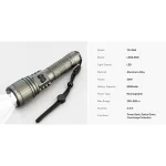 Aluminum Alloy USB Rechargeable IP65 Waterproof Strobe Zoom Flashlight