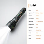 G66Y Rechargeable LED Laser Flashlight Zoomable Tactical Torch