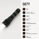G67Y Rechargeable Laser Flashlight Zoomable Tactical Torch