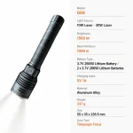G68 Rechargeable Laser LED Flashlight Zoomable Tactical Torch