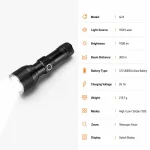 G72 10 W Laser Rechargeable Aluminum Alloy Zoom Flashlight