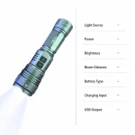 G728 P70 Rechargeable LED Flashlight 1500 lm Zoomable Aluminum Alloy Torch