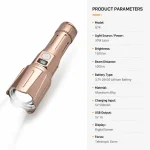 G74 30 W Laser Rechargeable Aluminum Zoom Flashlight