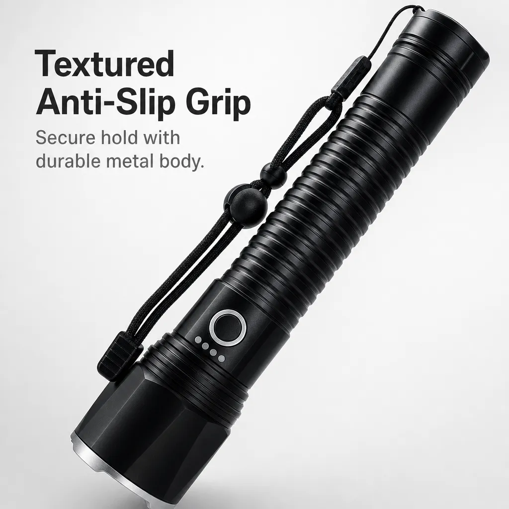 G76-2 10 W Laser Rechargeable Aluminum Zoom Flashlight