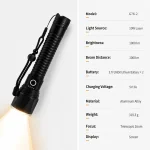G76-2 10 W Laser Rechargeable Aluminum Zoom Flashlight