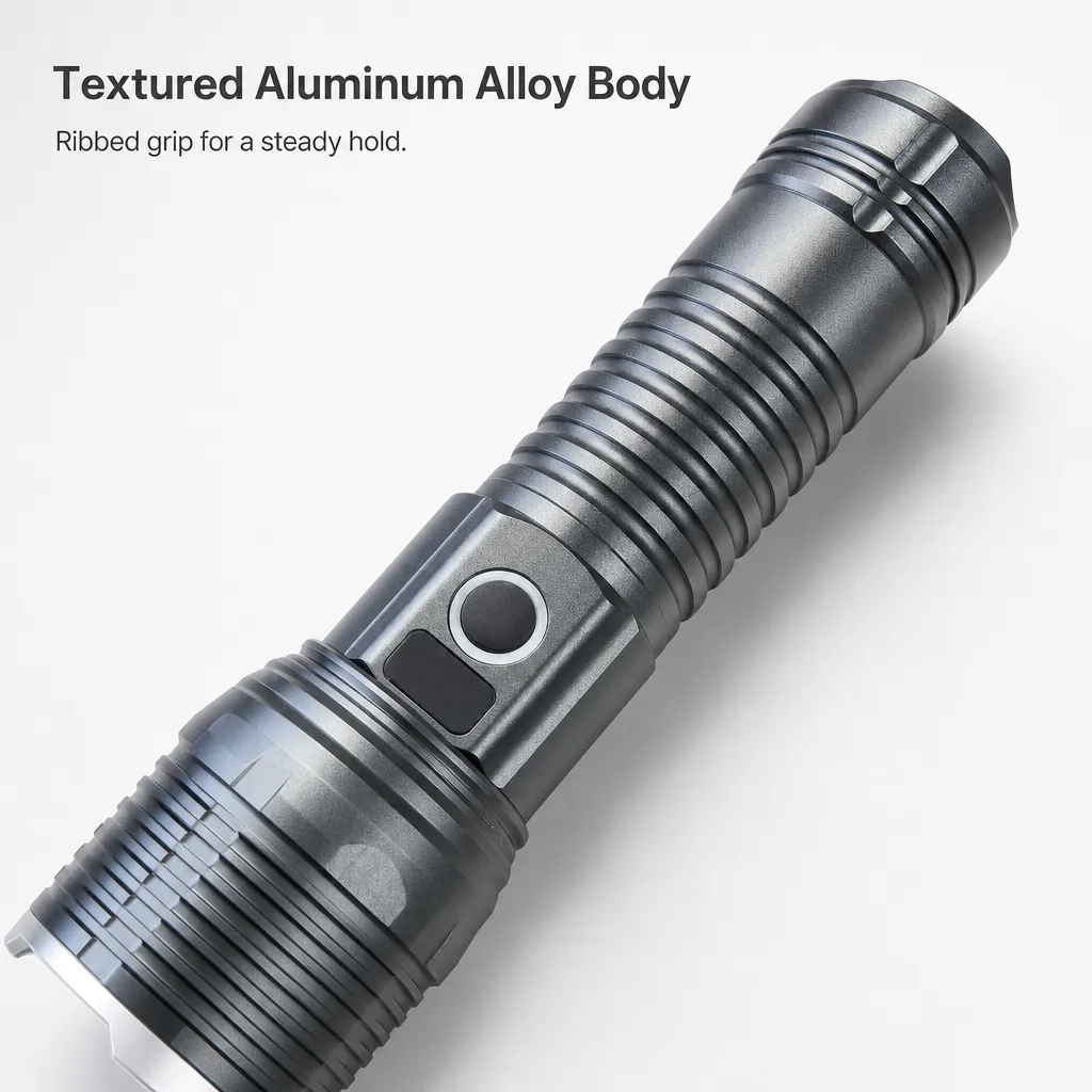 G76A 10 W P50 Laser Zoom Flashlight, 1000 lm Aluminum Alloy Torch
